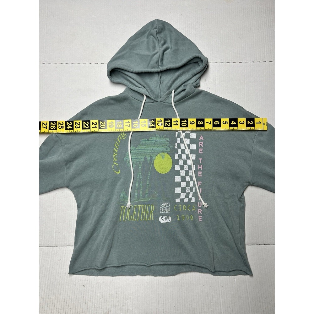 Grayson Threads Hooded Crop Sweatshirt Med Creating Change Bold Print Spellout - Picture 3 of 15